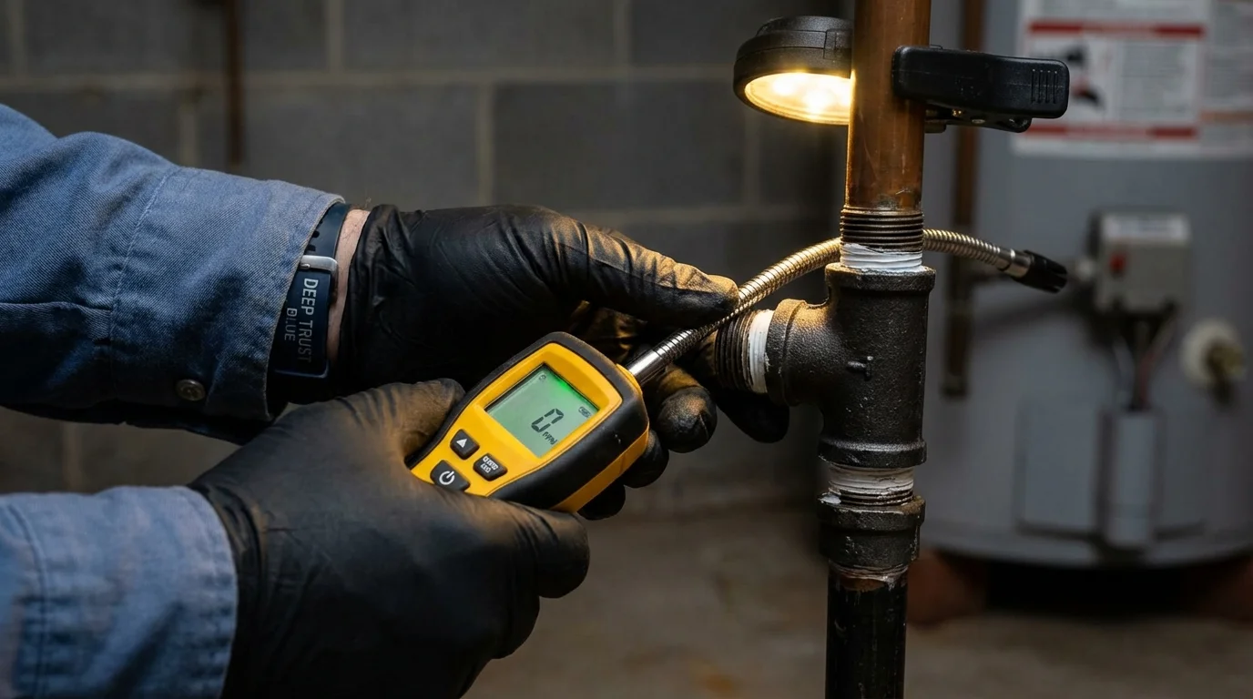 Gas leak detection with electronic sniffer by Johns Plumbing LLC in Wildomar
