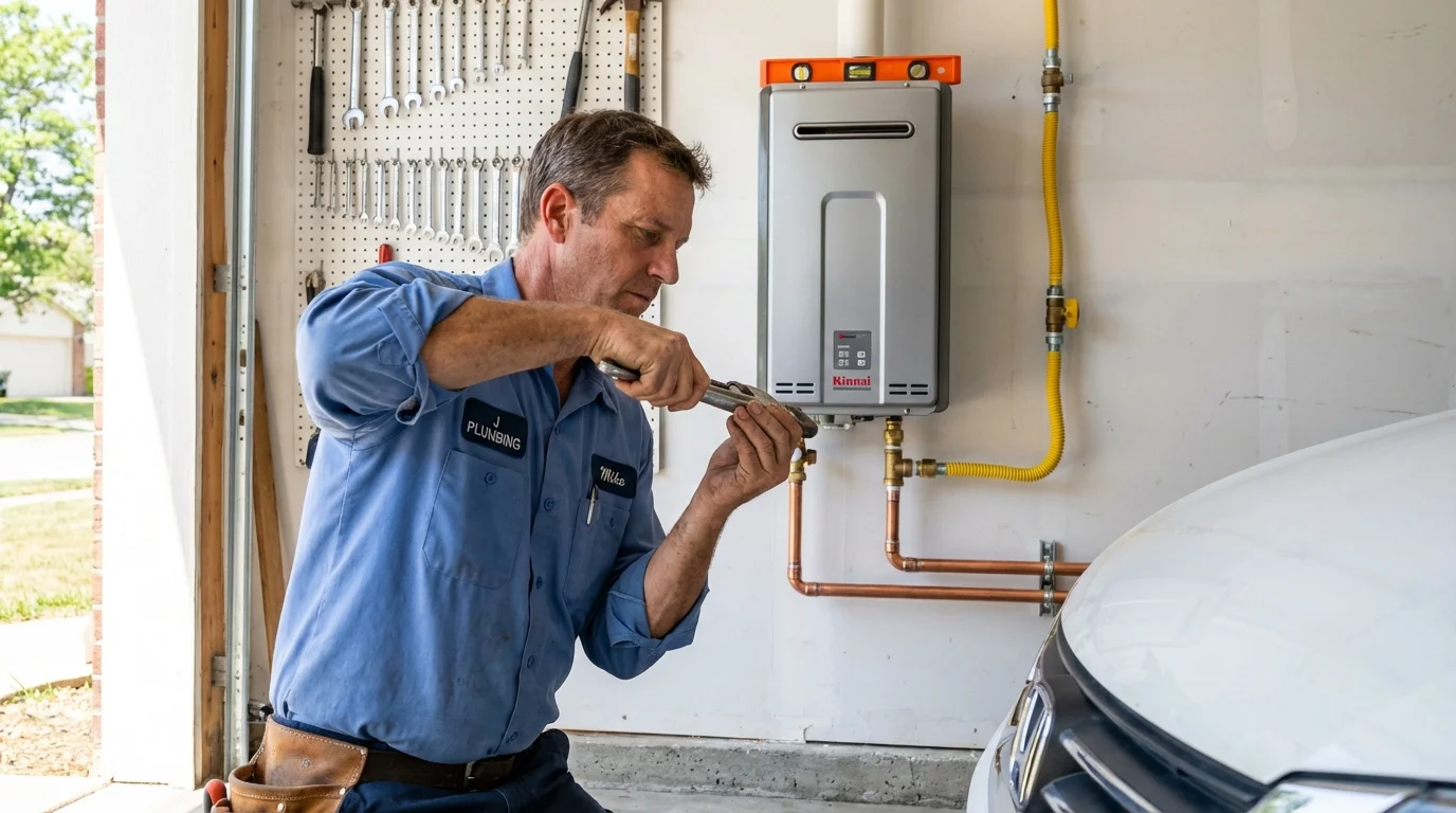 Tankless water heater installation by a Johns Plumbing LLC plumber in Wildomar